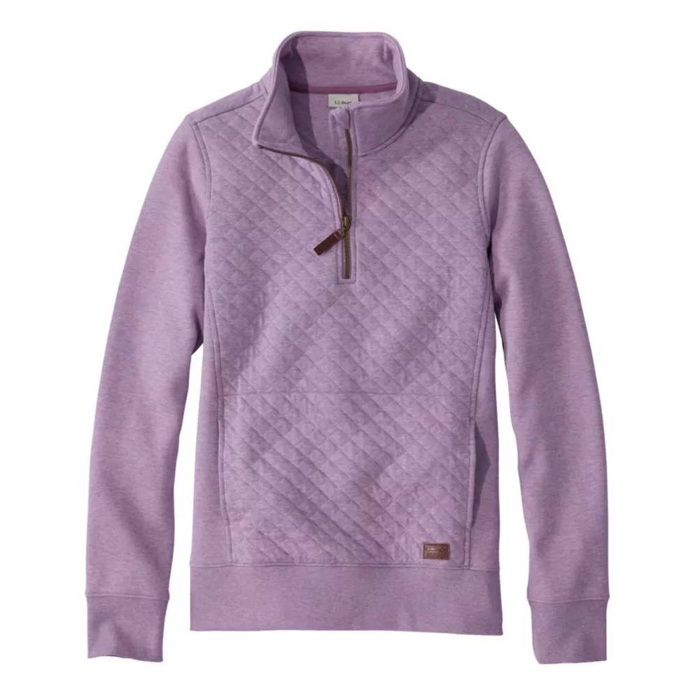 TALL LL Bean Women Lavender Quilted Quarter Zip Pullover Sweatshirt Large 512747